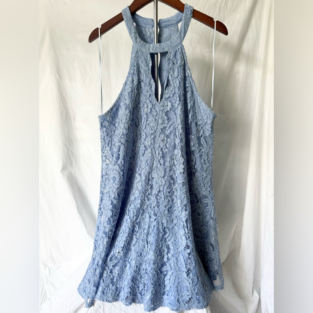 Lace, high neck dress